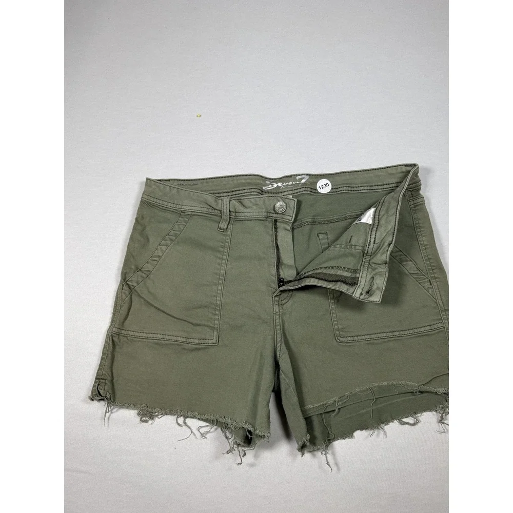 Seven7 Shorts Womens 16 Green Utility‎ Twill Cutoff Frayed Hem Patch Pockets
